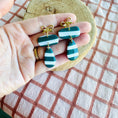 Load image into Gallery viewer, Teal and white stripes with bow
