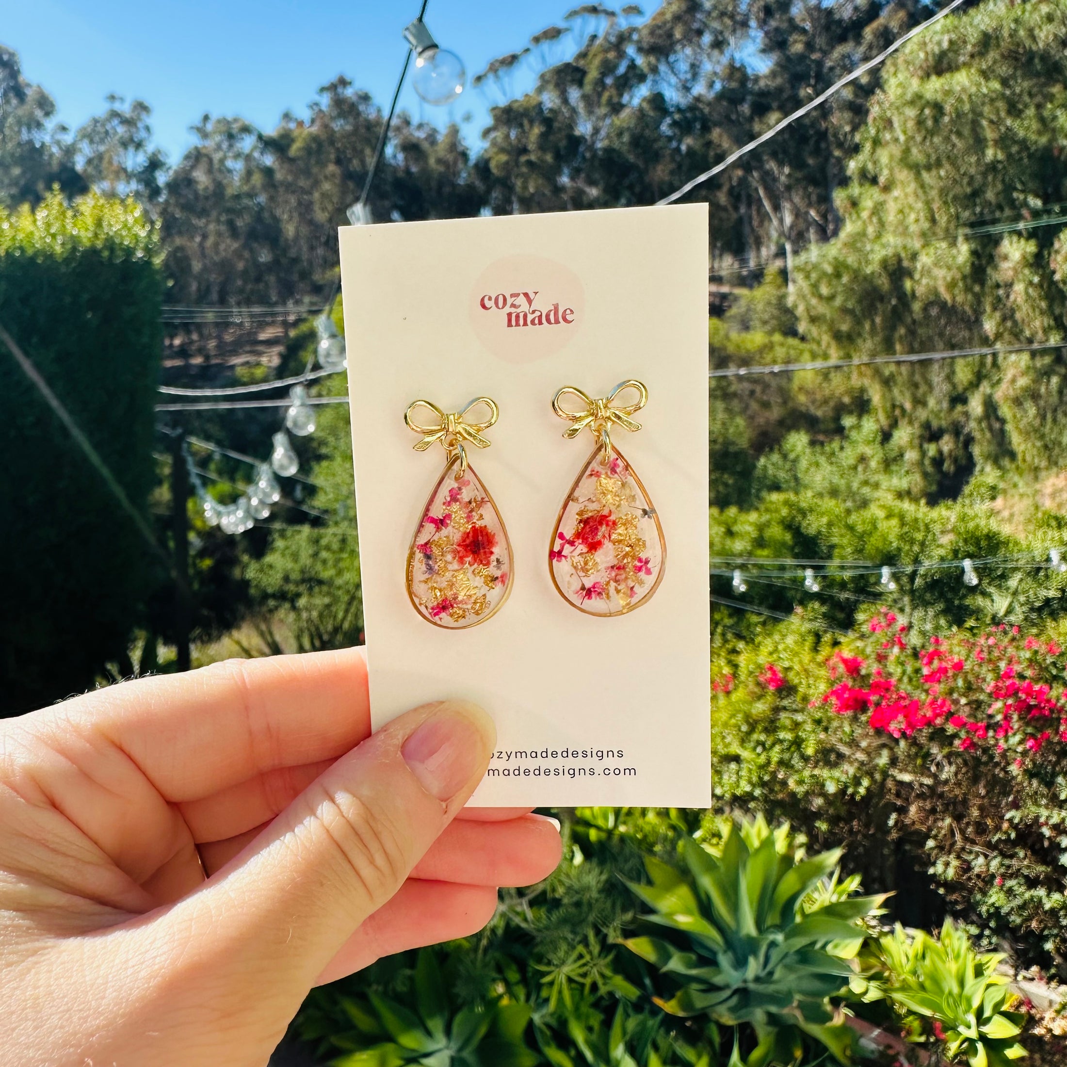 Pink and gold tear drops