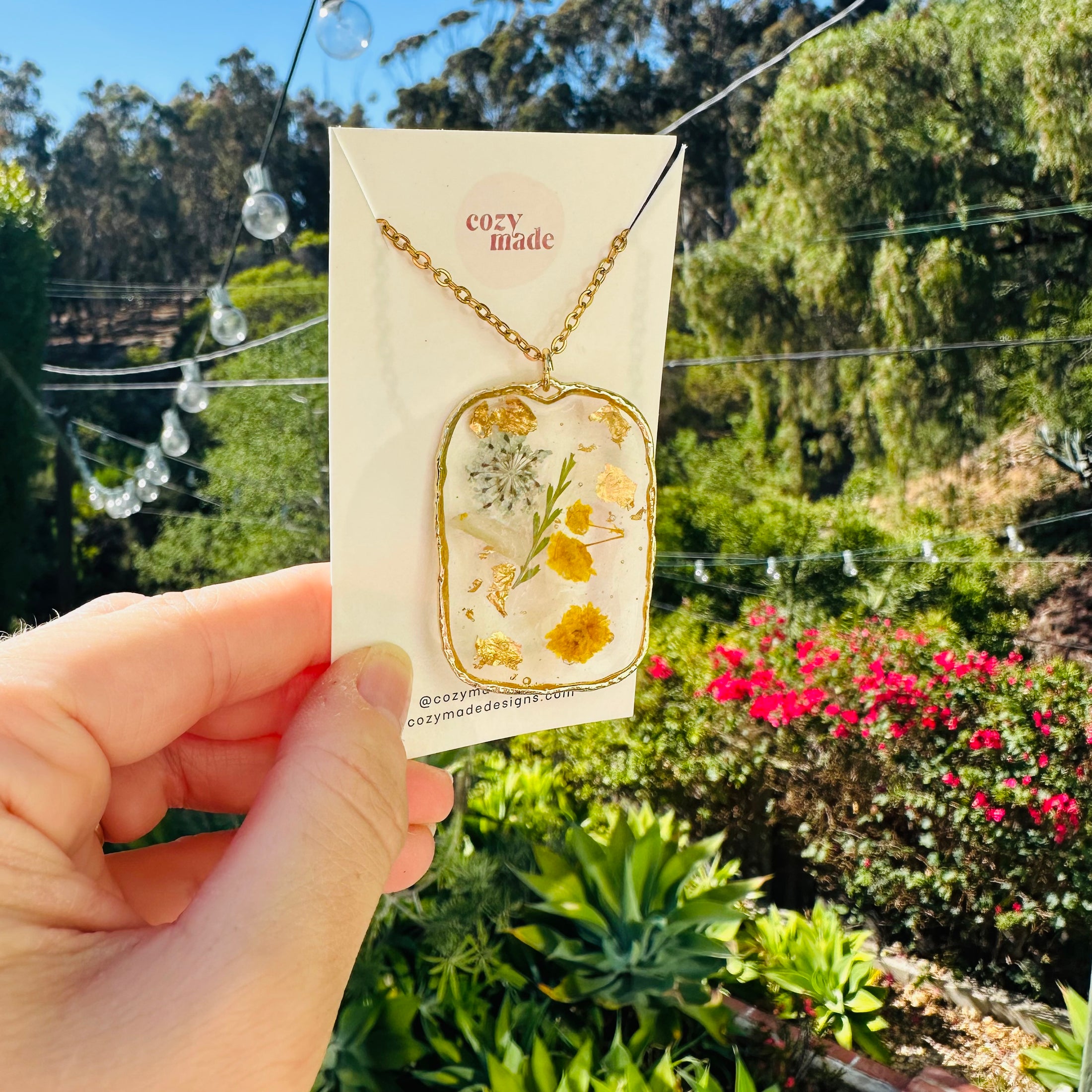 Large sunny pendant on necklace