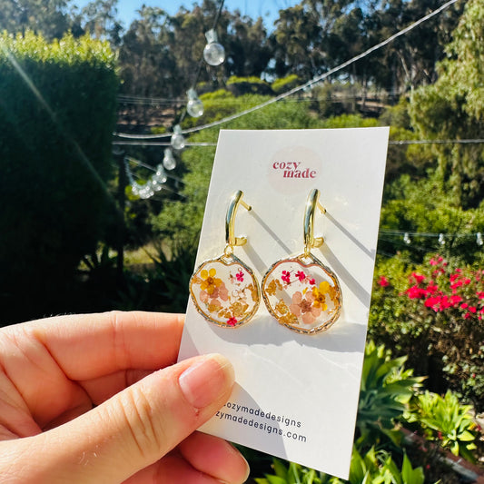 Pink floral earrings