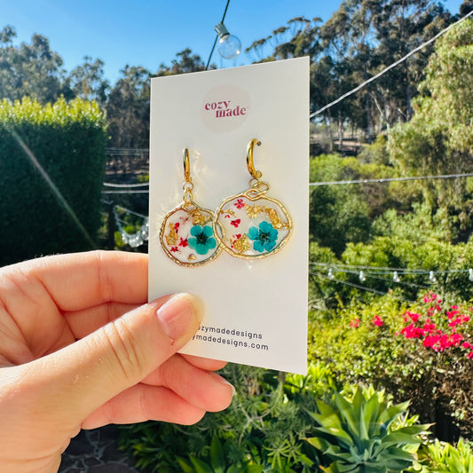 Blue floral earrings