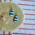 Load image into Gallery viewer, Teal and white bow teardrops
