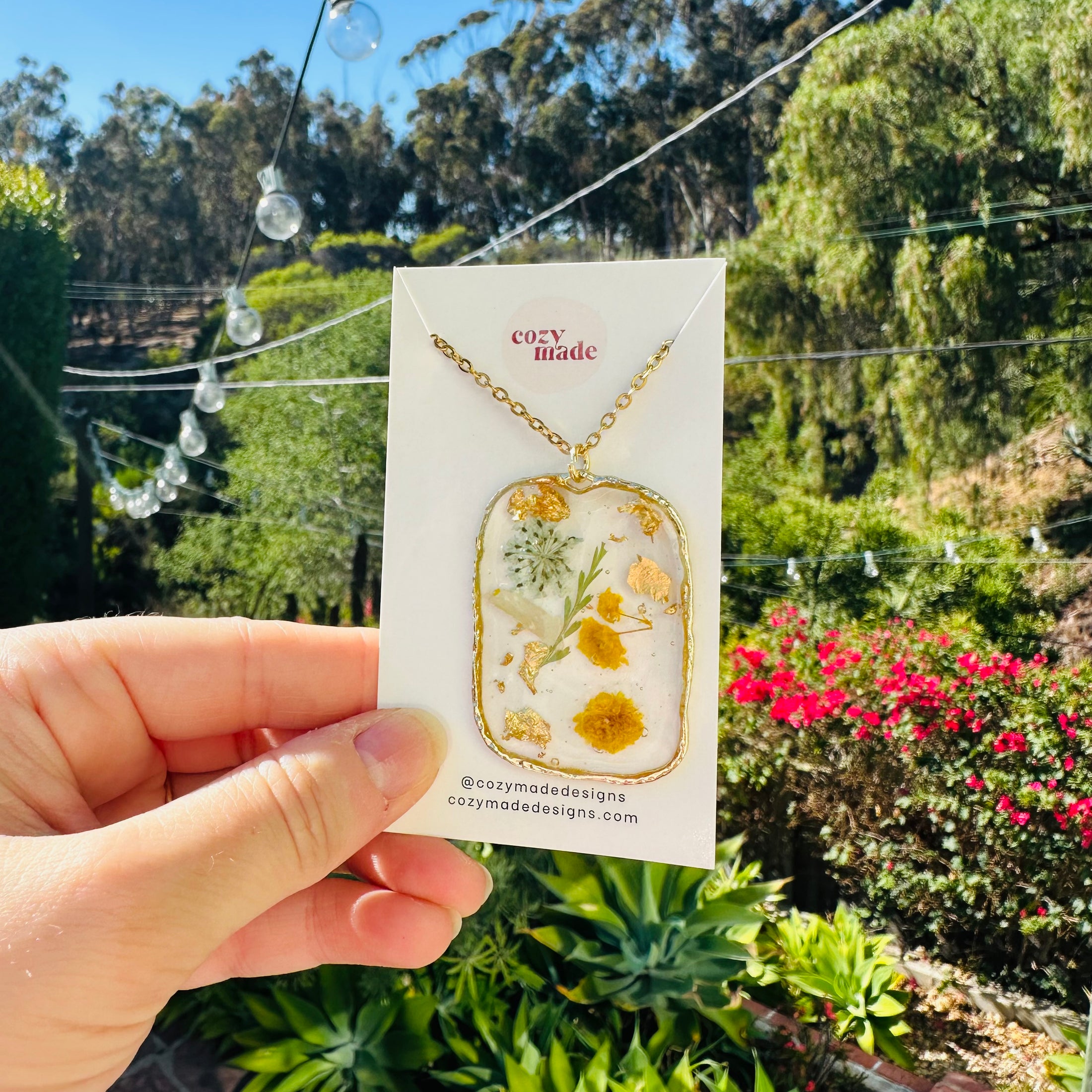 Large sunny pendant on necklace