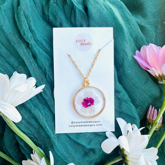 Bold pink and white necklace
