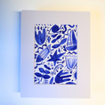Load image into Gallery viewer, Matted Blue and White Organic Watercolor no.2 8x10
