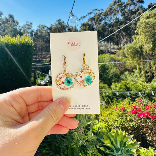 Blue floral earrings