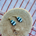 Load image into Gallery viewer, Teal and white stripes teardrops

