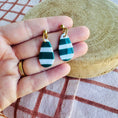 Load image into Gallery viewer, Teal and white stripes teardrops

