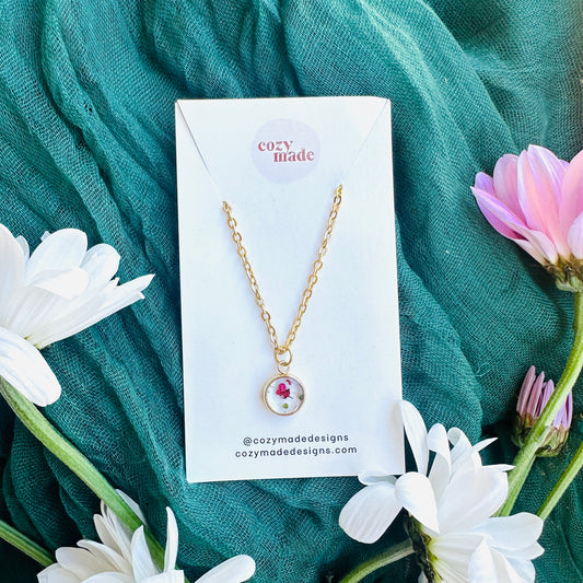 Tiny pink flower necklace