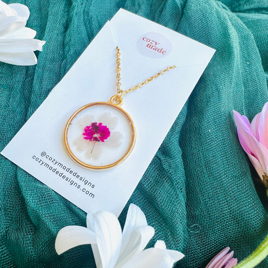 Bold pink and white necklace