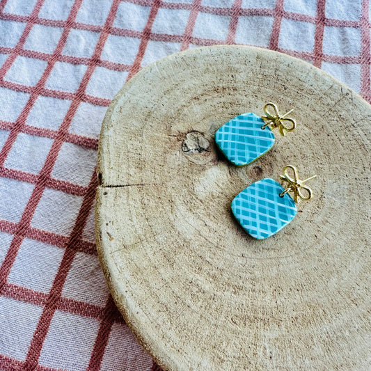 Teal and white striped presents