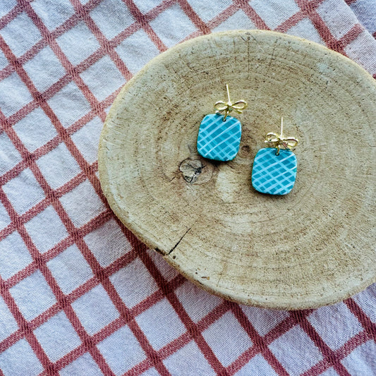 Teal and white striped presents