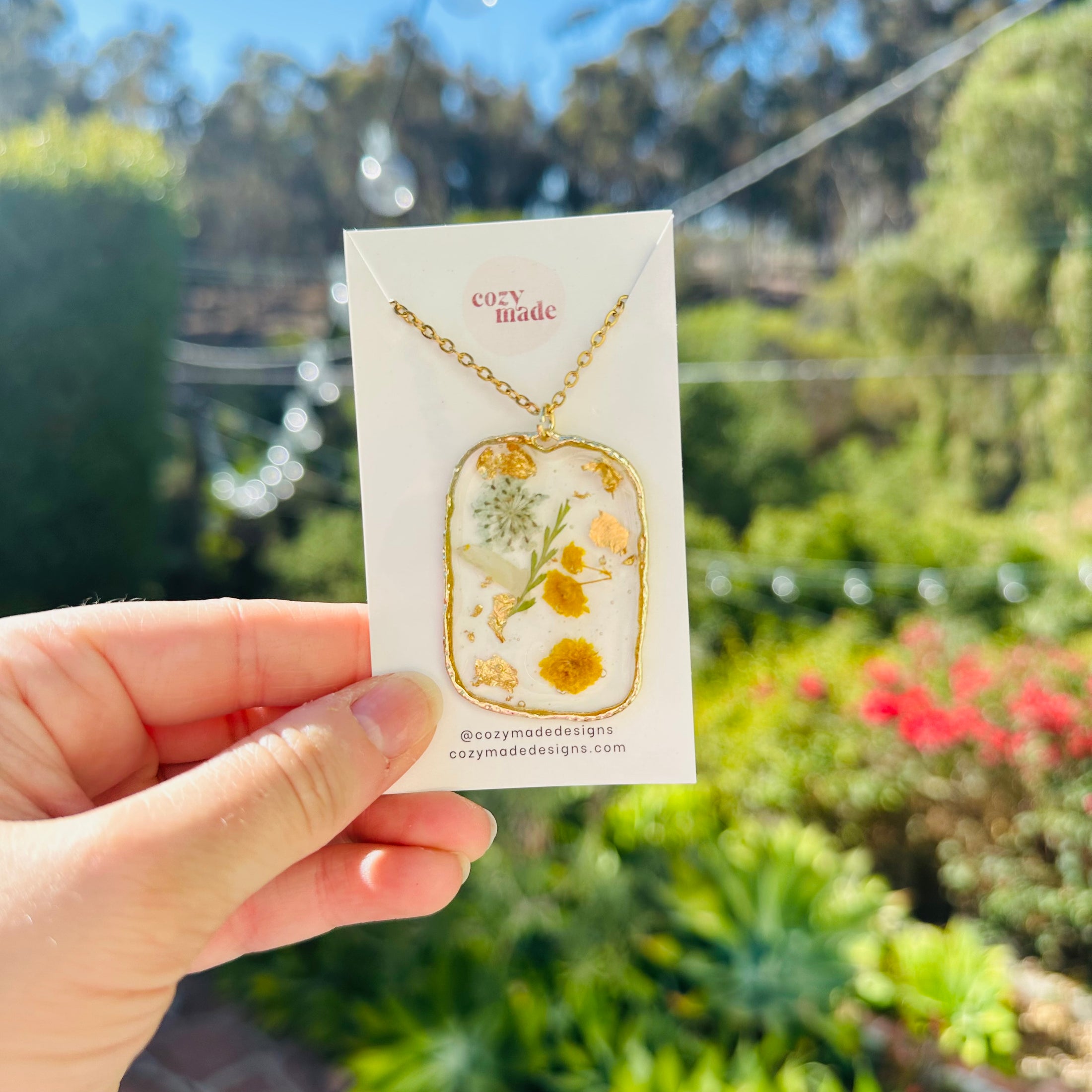 Large sunny pendant on necklace