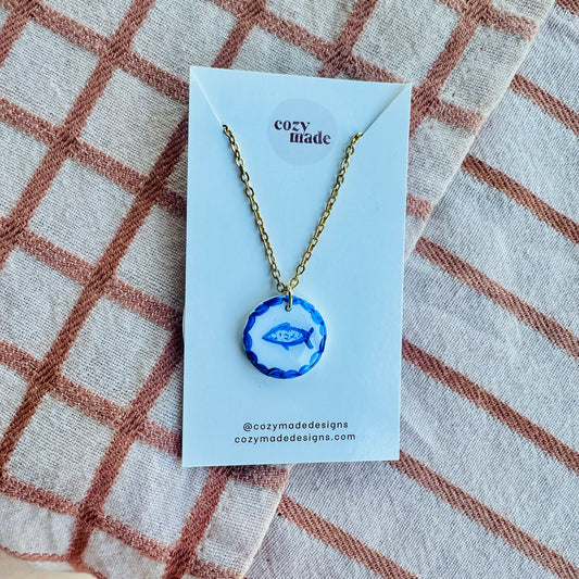 Blue fish necklace