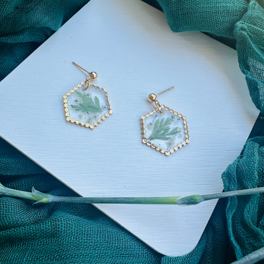 Hexagon leaf and white flowers
