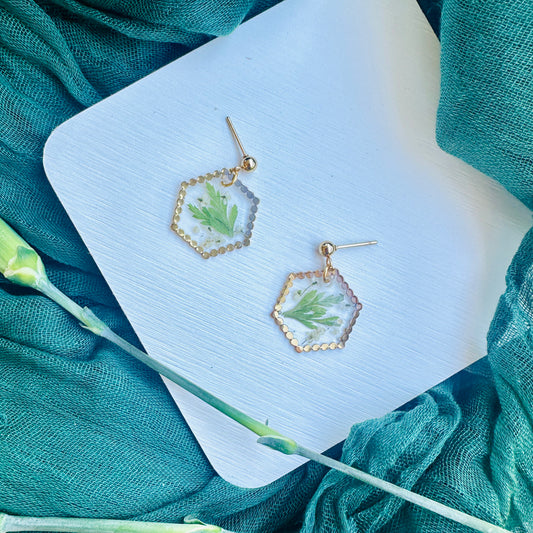 Hexagon leaf and white flowers